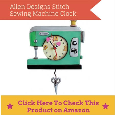 Back Stitch Sewing Pendulum Wall Clock by Allen Designs